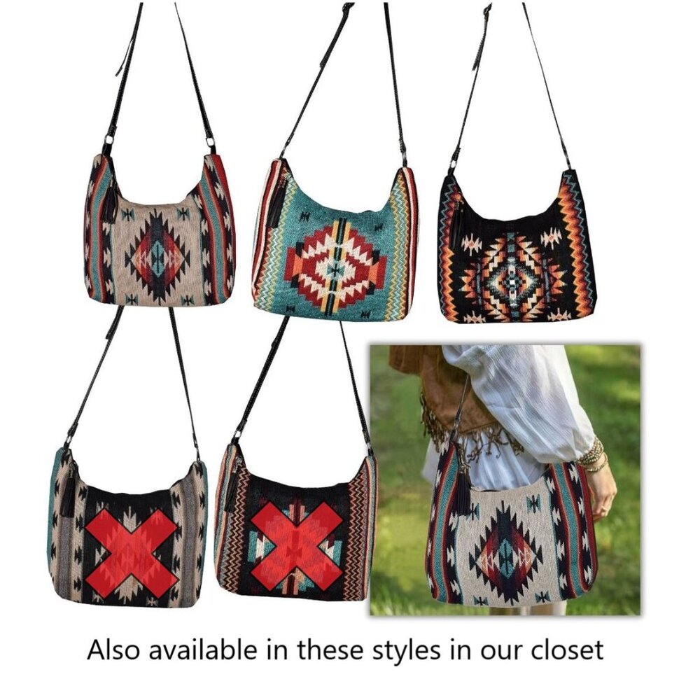 Gypsy Crossbody Bag - Southwest Style - Ethnic Inspired Design - Soft Cotton - Picture 8 of 8